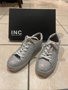 INC International Concepts Silver Crystal Lace-Up Sneakers